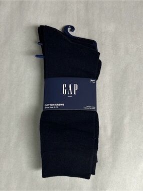 New Gap Socks Men’s 3 Pair Black Cotton Crews Business Casual Dress Preppy Socks
